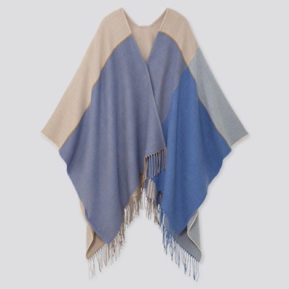 (NWT) UNIQLO 2WAY STOLE (COLOR BLOCK) | Color: Blue/Tan | One Size